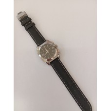 VINTAGE Mondia ανδρικό ρολόι με ασημένιο καντράν και μαύρο δερμάτινο ματ λουράκι (VIN48 - 1-561-3)